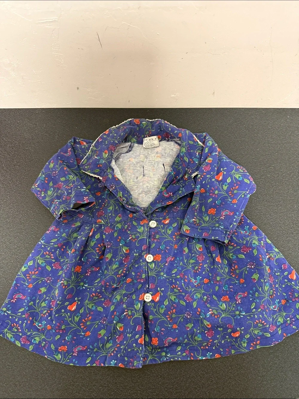 GAP Navy Blue Floral Long Sleeve Button Front Top 90’s